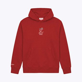 Men's Mitchell & Ness Red Miami Heat Core Fleece Hoodie