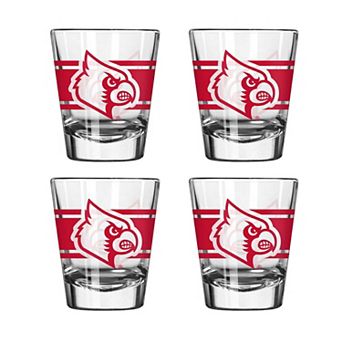 Logo Brands Louisville Cardinals Four-Piece Stripe Shot Glass Set