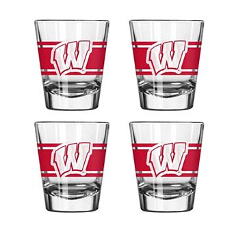 Logo Brands Wisconsin Badgers Four-Piece Stripe Shot Glass Set