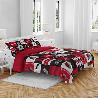 Pegasus Portland Trail Blazers Patchwork Plaid Three-Piece Full/Queen Bed in a Bag Set