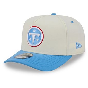 Men's New Era Cream/Light Blue Tennessee Titans Rear Wordmark A-Frame 9FIFTY Snapback Hat