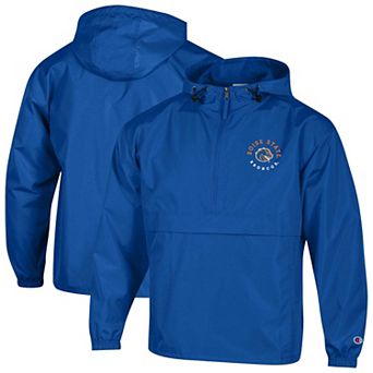 Men's Champion Royal Boise State Broncos Embroidered Half-Zip Hooded Packable Jacket
