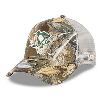 Men's New Era Camo Pittsburgh Penguins Real Tree A-Frame 9FORTY Adjustable Trucker Hat