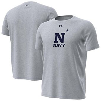 Men's Under Armour Gray Navy Midshipmen Primary Tech Stretch T-Shirt