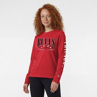 Women's Champion Red Chicago Bulls Long Sleeve Banner T-Shirt