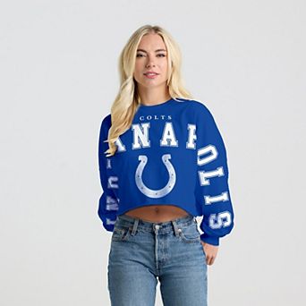Women's Spirit Jersey Royal Indianapolis Colts Cropped Long Sleeve T-Shirt