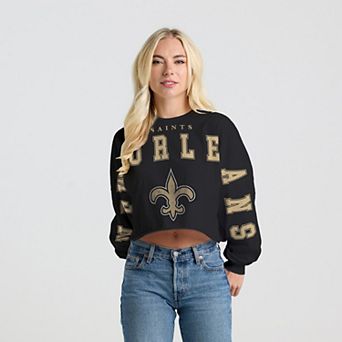 Women's Spirit Jersey Black New Orleans Saints Cropped Long Sleeve T-Shirt