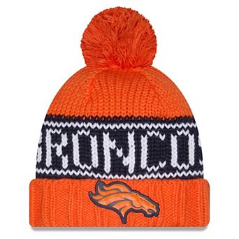Women's New Era Orange Denver Broncos 2026 Sideline Cold Weather Cuffed Knit Hat with Pom