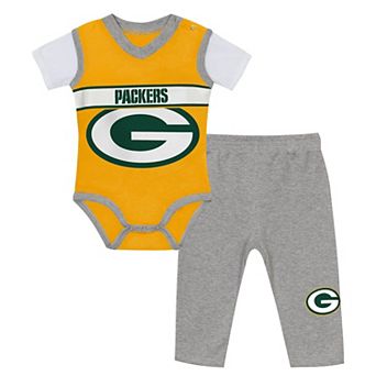 Infant Outerstuff Gold/Heather Gray Green Bay Packers Two-Piece Jersey Bodysuit & Pants Set