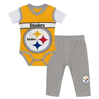 Infant Outerstuff Gold/Heather Gray Pittsburgh Steelers Two-Piece Jersey Bodysuit & Pants Set