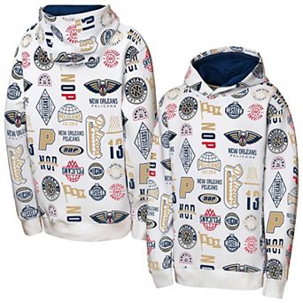 Youth Outerstuff White New Orleans Pelicans 3-and-D Allover Hoodie