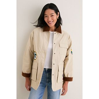 Women's Tuckernuck Stone Green Bay Packers Full-Snap Barn Jacket