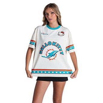 Women's The Wild Collective x Hello Kitty Cream Miami Dolphins Oversized T-Shirt