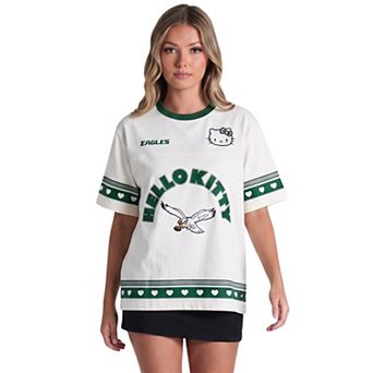 Women's The Wild Collective x Hello Kitty Cream Philadelphia Eagles Oversized T-Shirt