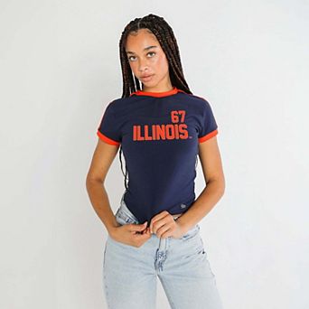 Women's Hype and Vice Navy Illinois Fighting Illini Cropped Goalie Baby T-Shirt