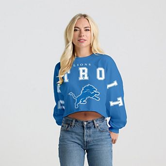 Women's Spirit Jersey Blue Detroit Lions Cropped Long Sleeve T-Shirt