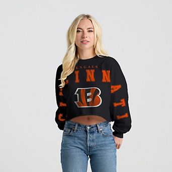 Women's Spirit Jersey Black Cincinnati Bengals Cropped Long Sleeve T-Shirt