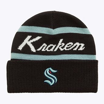 Men's Mitchell & Ness Deep Sea Blue Seattle Kraken Head Coach Cuffed Knit Hat