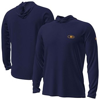 Men's Under Armour Navy Notre Dame Fighting Irish 2026 Sideline Vanish Long Sleeve Hooded T-Shirt