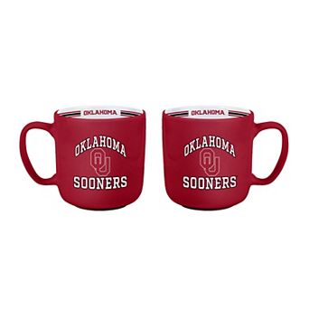 Logo Brands Oklahoma Sooners Two-Piece 15oz. Stripe Mug Set