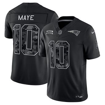 Men's Nike Drake Maye Black New England Patriots 2026 Salute to Service Stitched Limited Jersey