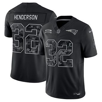 Men's Nike TreVeyon Henderson Black New England Patriots 2026 Salute to Service Stitched Limited Jersey