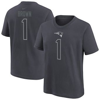 Youth Nike A.J. Brown Anthracite New England Patriots Name & Number T-Shirt