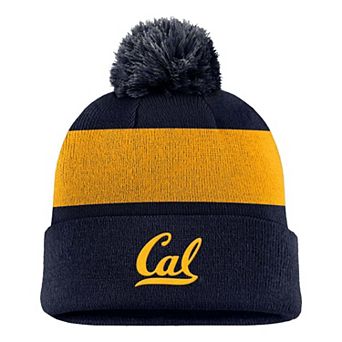 Men's Nike Navy Cal Bears Primetime Logo Stripe Knit Hat with Pom