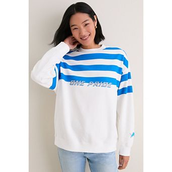 Women's Tuckernuck White/Blue Detroit Lions Stripe Sweatshirt