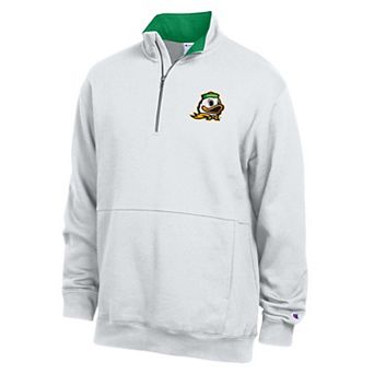 Men's Champion White Oregon Ducks Fleece Quarter-Zip Pullover