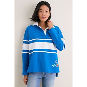 Women's Tuckernuck Blue Detroit Lions Rugby Long Sleeve Polo