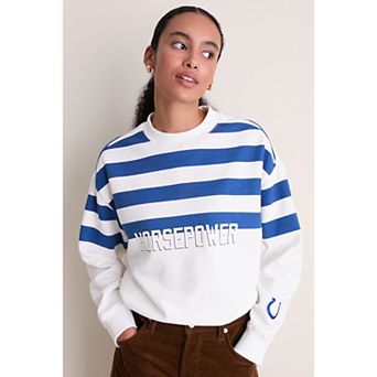 Women's Tuckernuck White/Royal Indianapolis Colts Stripe Sweatshirt