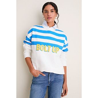 Women's Tuckernuck White/Powder Blue Los Angeles Chargers Stripe Sweatshirt