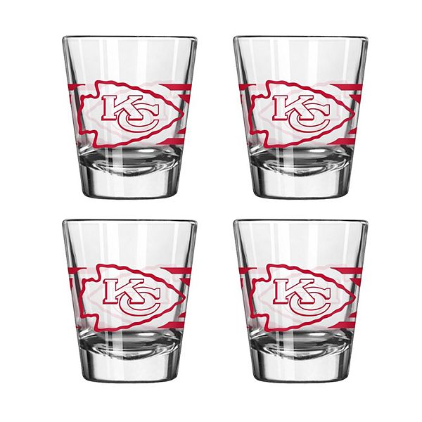 Logo Brands Kansas City Chiefs Four-Piece Stripe Shot Glass Set