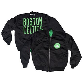 Unisex FISLL Black/Kelly Green Boston Celtics Reversible Full-Zip Flight Jacket