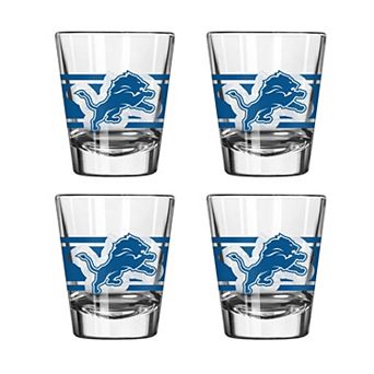 Logo Brands Detroit Lions Four-Piece Stripe Shot Glass Set