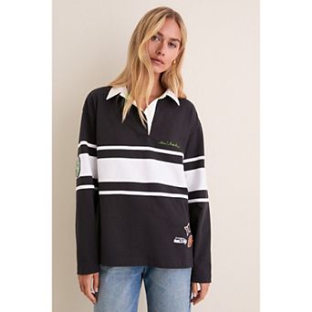 Women's Tuckernuck College Navy Seattle Seahawks Rugby Long Sleeve Polo