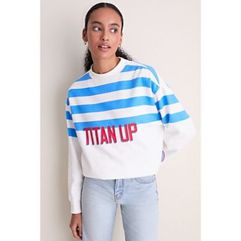 Women's Tuckernuck White/Light Blue Tennessee Titans Stripe Sweatshirt