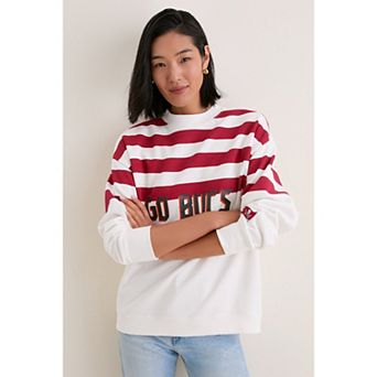 Women's Tuckernuck White/Red Tampa Bay Buccaneers Stripe Sweatshirt