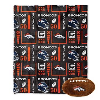 Pegasus Denver Broncos 50" x 60" Blackout Team Spirit Ultra Soft Throw & Plush Football Combo Pack