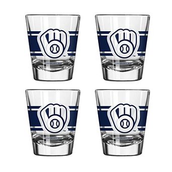 Logo Brands Milwaukee Brewers Four-Piece Stripe Shot Glass Set