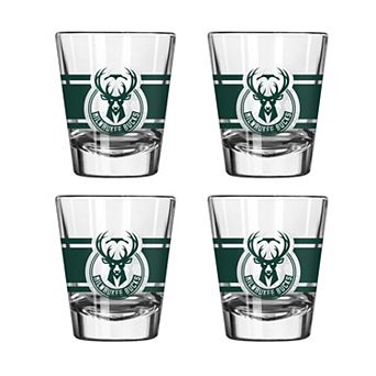 Logo Brands Milwaukee Bucks Four-Piece Stripe Shot Glass Set