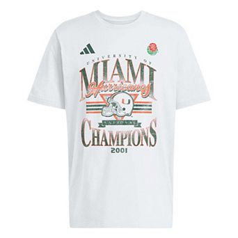 Men's adidas White Miami Hurricanes 2001 National Champions Fresh T-Shirt