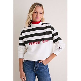 Women's Tuckernuck White/Black Atlanta Falcons Stripe Sweatshirt