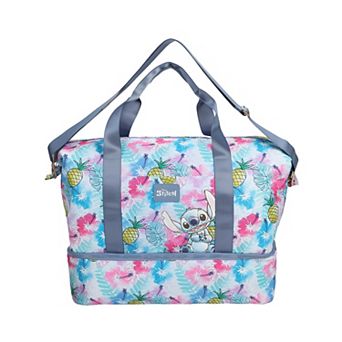 Disney's Stitch Tropical Print Embroidered 17.5 in Duffle Bag
