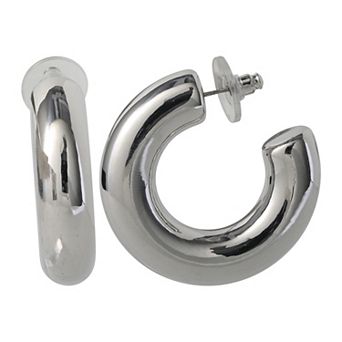 BCBGeneration Silver-Tone J Hoop Earrings for Women - Chunky, Wide Hoops