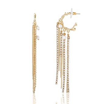 BCBGeneration Gold-Tone Fringe Earrings for Women with Pearl and Crystals