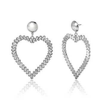 BCBGeneration Heart Earrings for Women, Large Drop Earrings with Clear