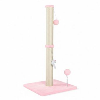 KAUFLY 32"3-in-1 Sisal Cat Scratching Post with Plush Toys&Stable Base for All Ages