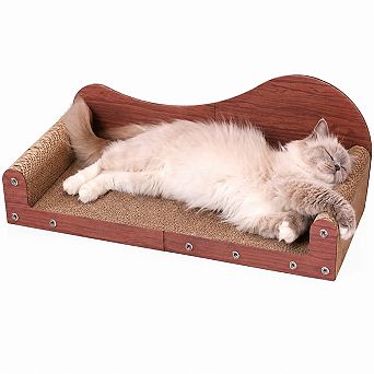 Nicate Cardboard Cat Scratcher Bed Lounge Pillow Armrests Odor-Free